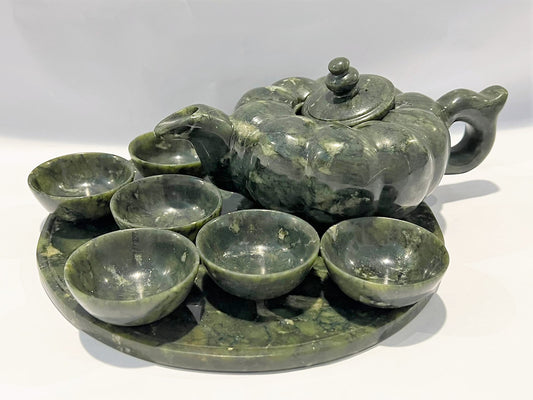 Agate Teapot with Six Cups (L)